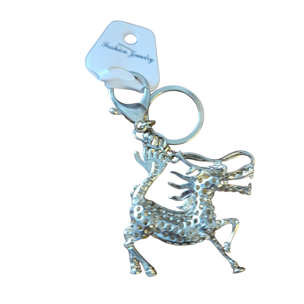 Silver Rhinestone Dragon Keychain - Picture 2 of 2